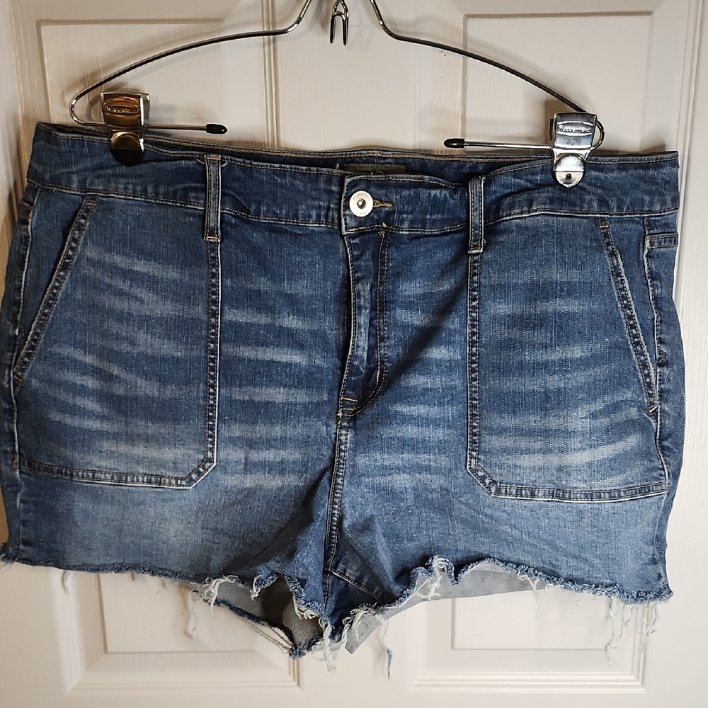 Torrid Blue Jean Shorts with Frayed Hem and Relaxed Fit